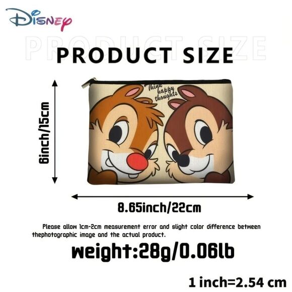 Disney Chip N Dale Canvas Zippered Makeup Cosmetic Pouch - Picture 6 of 6